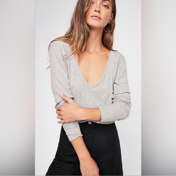 Free People Rock the boat Light Gray Long Sleeve Top - Picture 3 of 7